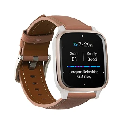 Abbildung von kwmobile Armband kompatibel mit Garmin Venu Sq 2 Music/Sq Echtleder Fitnesstracker Sportarmband Band