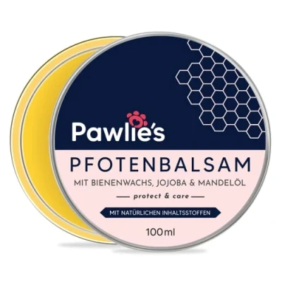 Abbildung von Pawlie&#039;s Pfotenbalsam Hund mit Bienenwachs Pfotenpflege für Hunde im Winter Pfotenschutz Verletzung, Zubehör Reisen, Hund, Nasenbalsam, Pfotencreme Salbe (100 ml)