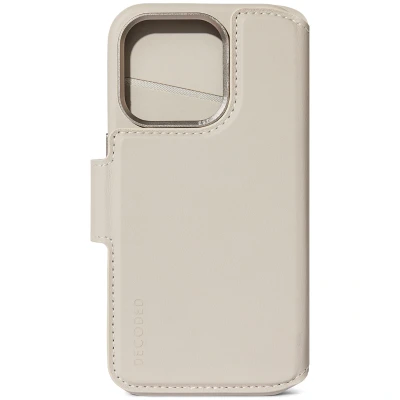 Abbildung von Apple iPhone 15 Pro Hülle Echtleder Decoded Klapphülle/2 in 1 Case Handyhülle Beige