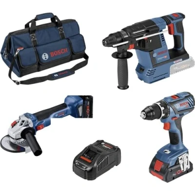 Abbildung von BOSCH Werkzeugset GBH / GSR GWS, Combo Kit 18V Set: GSR, GWS &amp; Ohne Akku in Tasche
