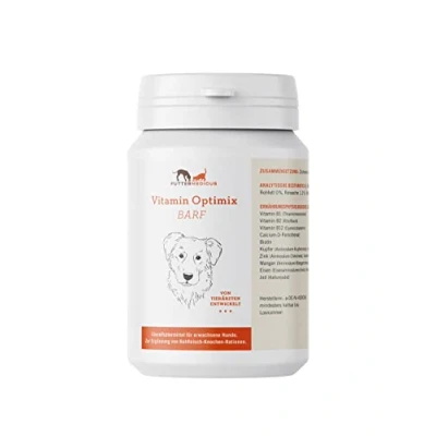 Abbildung von Futtermedicus Optimix Barf 180 g Ergänzungsfuttermittel für ausgewachsene Hunde Spurenelement &amp; B Vitamin Ergänzung zum BARFen Mit Knochen Zichorien Inulin
