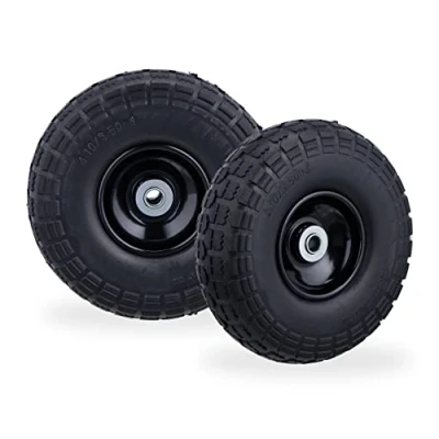 Abbildung von Relaxdays 2X Sackkarrenrad, pannensichere Vollgummireifen, 4.1/3.5 4&quot;, 16 mm Achse, bis 150 kg, 260x85 mm, schwarz
