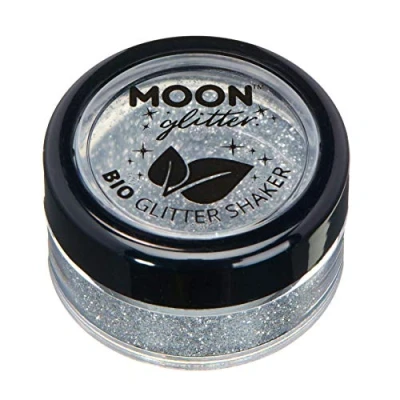 Abbildung von Biologisch abbaubarer Öko Glitter von Moon 100% kosmetischer Bio für Gesicht, Körper, Nägel, Haare und Lippen 5g Silber