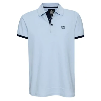 Abbildung von Herren Polo Shirt Pique Kontrast Poloshirt Regular Fit 100% Cotton Stretch 303 2, Farbe:Hell Blau/Marine, Größe:3XL