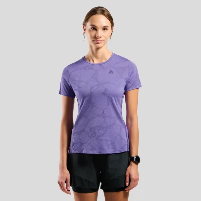 Abbildung von Odlo T Shirt Crew Zeroweight Engineered Chill Tec Damen (Violett L Größe) Laufbekleidung