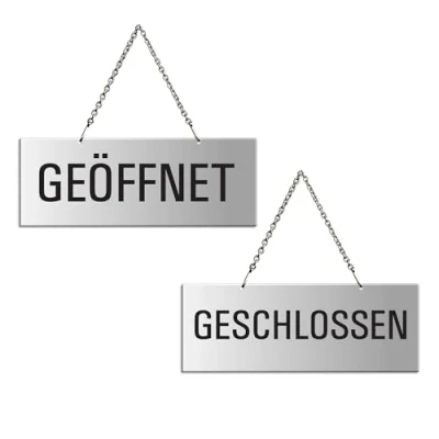 Abbildung von OFFORM DESIGN Hinweisschild Geöffnet Geschlossen 175x65 mm Aluminium Silber matt eloxiert