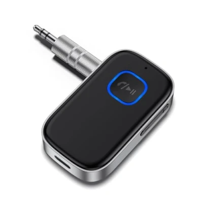 Abbildung von GlasFlength Aux Bluetooth Adapter Auto, 5.0 Empfänger für Freisprechanruf Stereo Musik 3,5mm 16 Stunden Spielzeit Autoradio Kopfhörer Stereoanlage