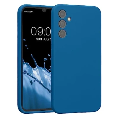 Abbildung von kwmobile Handyhülle kompatibel mit Samsung Galaxy A34 5G Hülle gummierte Handy Case aus Silikon in Blue Reef