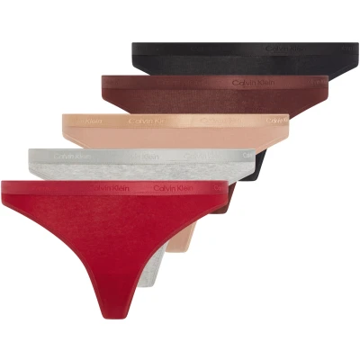 Abbildung von Calvin Klein Underwear Modern LOGO Holidaythong 5 PACK String, Damen, Größe: XL, Black/grey heather/berry/earth