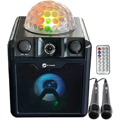 Abbildung von N Gear DISCO410 Karaoke &amp; Party Bluetooth Lautsprecher mit Discokugel, Mikrofon Powerbank Funktion, schwarz