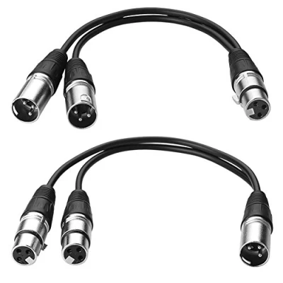 Abbildung von SIENOC 30cm Mikrofon Stecker Kabel 3pin XLR to Dual 2 Y Splitter Adapter (Kombinationen (2 Stück), Silber)