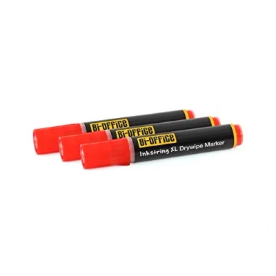 Abbildung von Bi Office Inkstring XL Whiteboard Marker mit Geltinte und 3 mm Runder Spitze 3er Pack Rot