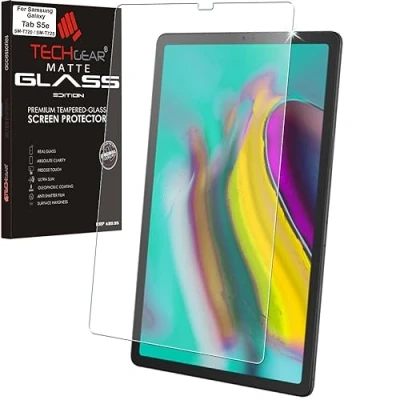 Abbildung von TECHGEAR Matt Schutzfolie kompatibel mit Samsung Galaxy Tab S5e 10,5 (SM T720 Serie) MATTE Blendschutz Auflage, Original gehärtetes Glas Displayschutzfolie