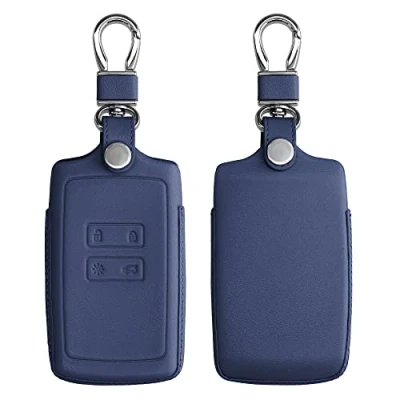 Abbildung von kwmobile Autoschlüssel Hülle kompatibel mit Renault 4 Tasten Smartkey (nur Keyless Go) Leder Schutzhülle Schlüsselhülle Dunkelblau