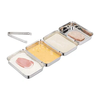 Abbildung von relaxdays Panierschale Panierstraße Edelstahl, (5er Set, 5 tlg), 5er Pack