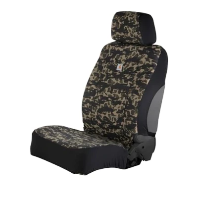 Abbildung von Carhartt Universal Nylon Duck Canvas Fitted Bucket Seat Covers Durable Protection with Rain Defender, Blind Camo