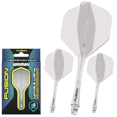 Abbildung von WINMAU Darts Fusion Integrated Flight &amp; Shaft System No.2 Shape Design Klare Farbe, Kurze Länge