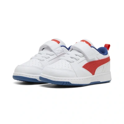 Abbildung von PUMA Kinder Rebound V6 Lo Sneakers 24, White Fierce Red Clyde Royal Blue