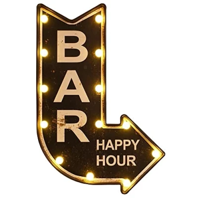 Abbildung von zeitzone Wandleuchte BAR Happy Hour mit LED Beleuchtung Wegweiser Vintage Leuchtdeko