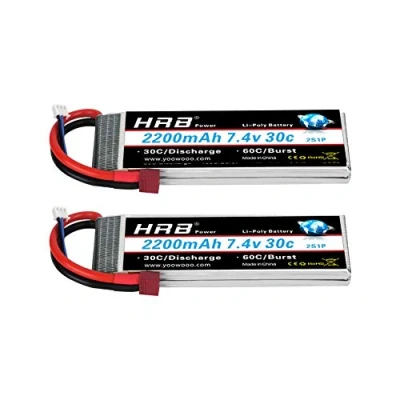 Abbildung von HRB 2PCS 2S 7.4V 2200mAh 30C Lipo Batterie mit Deans T Stecker für RC Hubschrauber Flugzeug Auto Boot LKW