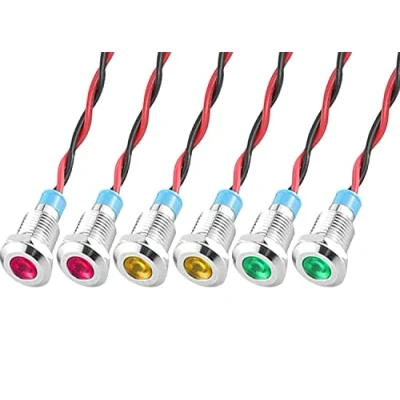 Abbildung von GUUZI 6pcs 12V 24V 8mm LED Panel Pilot Dash Warnlicht Kontrollleuchte Lampe Glühbirnen Richtungs (Rot/Gelb/Grün)