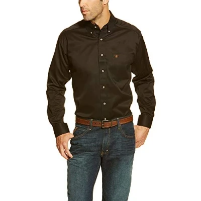 Abbildung von ARIAT Herren Solid Twill Classic Fit Shirt Hemd, Schwarz, L