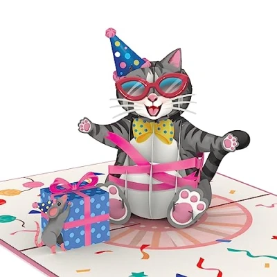Abbildung von papercrush® Pop Up Karte Geburtstagskatze Lustige 3D Geburtstagskarte mit Katze für Frauen, Freundin &amp; Mädchen Besondere Glückwunschkarte Katzenmotiv zum Geburtstag von Katzenliebhaber