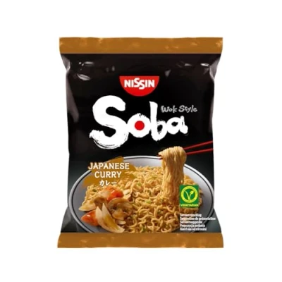 Abbildung von NISSIN Soba Bag Japanese Curry, 1er Pack, Wok Style Instant Nudeln japanischer Art mit Curry Sauce und Gemüse, schnell in der Pfanne zubereitet, asiatisches Essen, vegetarisch (111 g)