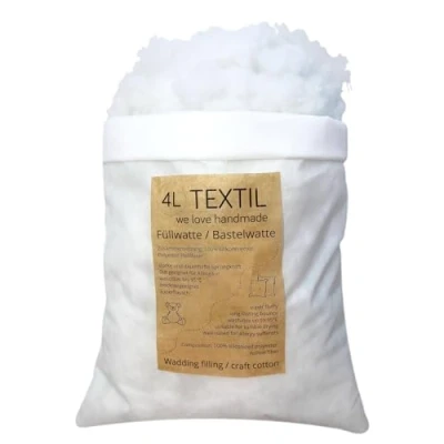 Abbildung von 4L Textil Füllwatte hochflauschig Bastelwatte waschbar Füllmaterial Schneewatte Watte Füllstoff Kissen Polsterwatte Kissenfüllung (500)