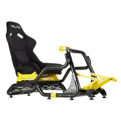 Abbildung von OPLITE Cockpit GTR S8 Elite Force Yellow Professionelles für Rennsimulation, Simracing und Flightsim Fahren mit seitlichen Verstärkungsrohren