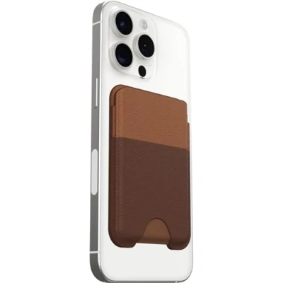 Abbildung von OtterBox Symmetry Cactus Leather Wallet für MagSafe, Soft Touch mit 2 3 Fächern Karten, Starke magnetische Ausrichtung und Befestigung MagSafe Produkten, kompatibel iPhone, Braun