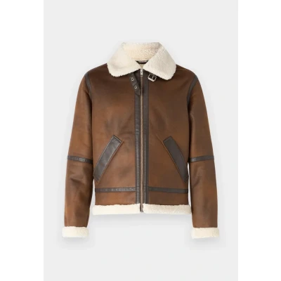 Abbildung von Jack &amp; Jones Jorcole Aviator Jacket Kunstlederjacke, Herren, Größe: XXL, Chocolate brown