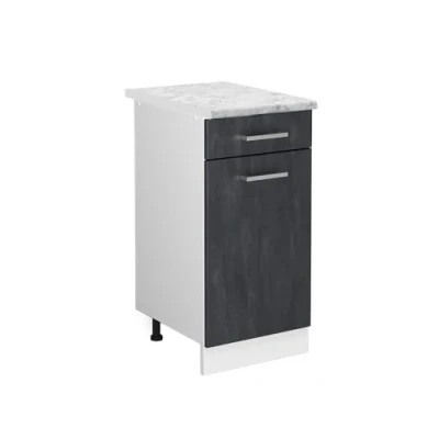Abbildung von Vicco Küchenunterschrank R Line, Schwarz Beton/Weiß, 40 cm AP Marmor