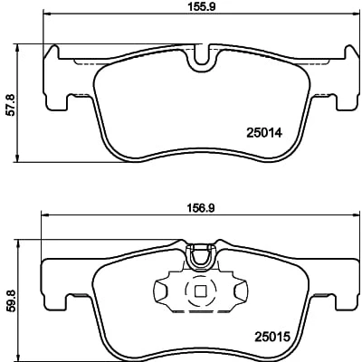 Abbildung von HELLA 8DB 355 020 201 Bremsbelagsatz für Verschleißwarnanzeiger vorbereitet BMW: 1 Schrägheck, 2 Coupe, Cabrio