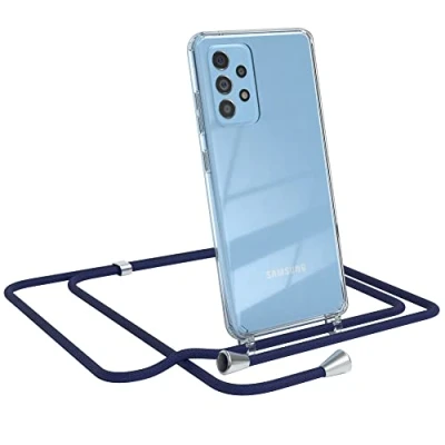 Abbildung von EAZY CASE Handykette kompatibel mit Samsung Galaxy A52 / (5G) A52s Handyhülle Umhängeband, Handykordel Schutzhülle, Silikonhülle, Hülle Band, Stylische Kette, Navy Blau