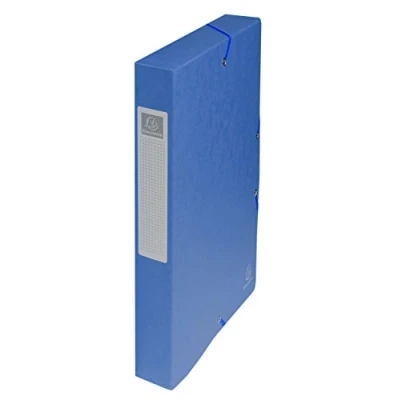 Abbildung von Exacompta 50400E 1 Abheftbox mit Gummibändern Exabox aus Glanzkarton 600g/m2 Rückseite 4 cm Maße 25 x 33 für A4 Dokumente zufällige Farbe wird montiert geliefert