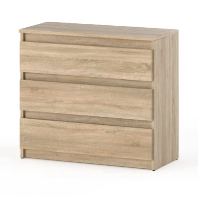 Abbildung von MRBLS Kommode mit 3 Schubladen Sideboard Schubladenschrank Kleiderschrank Modern Möbel für Ihr Schlafzimmer (Sonoma) 80 x 71,5 33,5 cm (B/H/T)