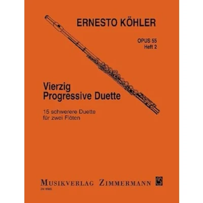 Abbildung von Vierzig Progressive Duette: 15 schwerere Duette. Heft 2. op. 55. 2 Flöten.