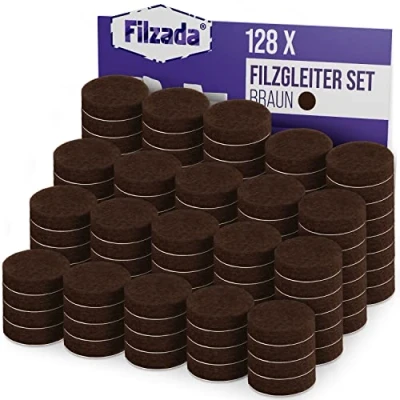 Abbildung von Filzada® 128x Filzgleiter Selbstklebend Ø 20 mm (rund) Braun Profi Möbelgleiter Filz Mit Idealer Klebkraft