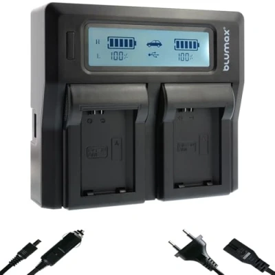 Abbildung von blumax LCD Dual Charger für Sony NP FW50 Akkus Ladegerät ist Kompatibel mit Alpha 7 II 7R 7S 6400 6500 / NEX F3 DSC RX10 IV/ZV E10