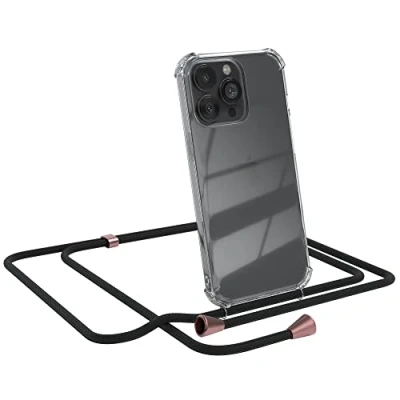 Abbildung von EAZY CASE Handykette kompatibel mit iPhone 13 Pro Handyhülle Umhängeband, Handykordel Schutzhülle, Silikonhülle, Hülle Band, Stylische Kette für Smartphone, Clips in Rosé