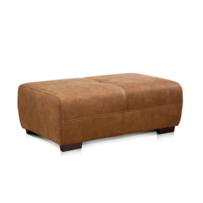 Abbildung von Cavadore Hocker Mavericco / XXL Polsterhocker rechteckig in Lederoptik Industrial Style Passend zu Big Sofa und Ecksofa 108 x 71 41 cm (BxHXT) Mikrofaser Cognac