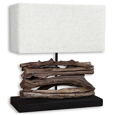 Abbildung von levandeo Lampe Tischlampe/Tischleuchte aus recyceltem Holz Design Holzlampe Treibholz 35x15cm 40cm hoch Jede EIN Unikat naturbelassenes Massivholz