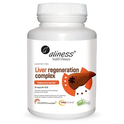 Abbildung von Aliness Liver Regeneration Complex Laktosefrei Glutenfrei Zuckerfrei Ohne Zusatzstoffe Veganer Nahrungsergänzungsmittel mit Pflanzenextrakten 90 Kapseln
