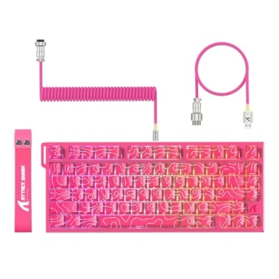 Abbildung von ATTACK SHARK R82 Kabelgebundenes 75 % Gaming‑Keyboard, Magnet Schalter, 8K Hz, Ultra Präzision 0,005 mm RT, RGB‑Hintergrundbeleuchtung, QWERTY, Schallabsorption, inkl. C01ULTRA LED‑Kabel (Kontur rosa)