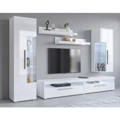 Abbildung von INOSIGN Wohnwand &quot;India,Breite 245cm moderne Mediawand ohne Beleuchtung&quot;, Anbauwand (Set,5 St, 1xVitrine,1xHängevitrine,1TV Schrank,2xWandregal)