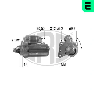 Abbildung von ERA 220429A Anlasser 12 1,5 PEUGEOT: 206 Schrägheck, 307 SW, CITROËN: C2 C3 I Xsara Picasso, MINI: Schrägheck