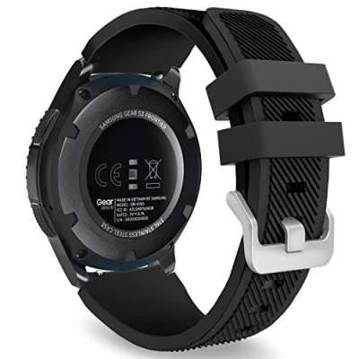 Abbildung von MoKo Armband Kompatibel mit Samsung Galaxy Watch 3 45mm/Galaxy 46mm/Gear S3 Frontier/Classic/Huawei GT2 Pro/GT/GT2 46mm, 22mm Silikon Ersatzarmband, Schwarz