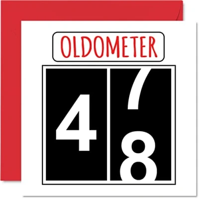 Abbildung von Stuff4 Lustige Karten zum 48. Geburtstag für Männer und Frauen Oldometer Glückwunschkarte Vater, Mutter, Bruder, Schwester, Opa, Kindermädchen, Oma, 145mm Grußkarten