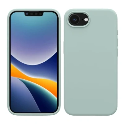 Abbildung von kwmobile Hülle kompatibel mit Apple iPhone SE 2025 / 4 4. Generation Silikon Handy Case Handyhülle weiche Oberfläche kabelloses Laden Cool Mint